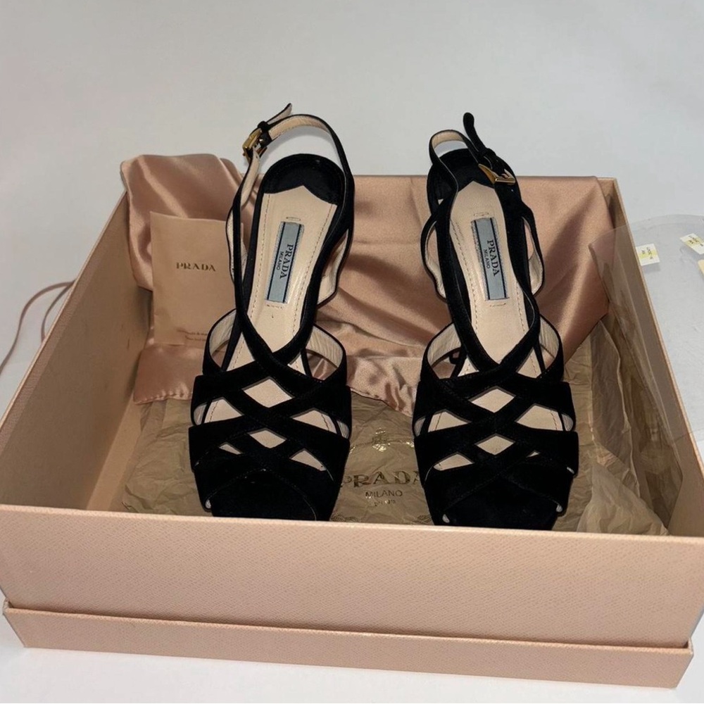 Prada CrissCross Slingback Heels Size 6.5